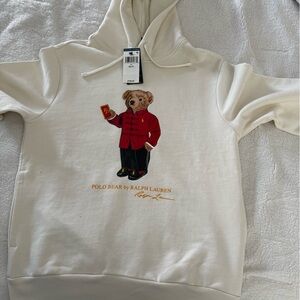 Ralph Lauren Cream Hoodie with Polo Bear